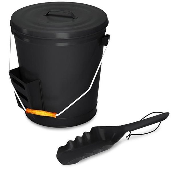 Home-Complete Home-Complete HC-7004 4.75 gal Bucket with Lid & Shovel - Black Ash HC-7004